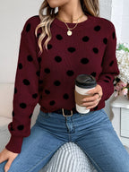 Sarah Express Women's Polka Dot Round Neck Sweater