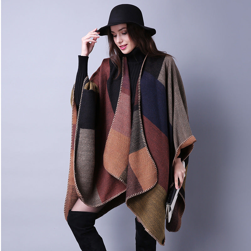 Women's Oversized Plaid Scarf Shawl Wrap Imitation Cashmere Winter Travel Accessory