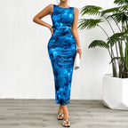 Women's Sleeveless Mesh Maxi Dress Elegant Slim Fit Bodycon Evening Cocktail Gown