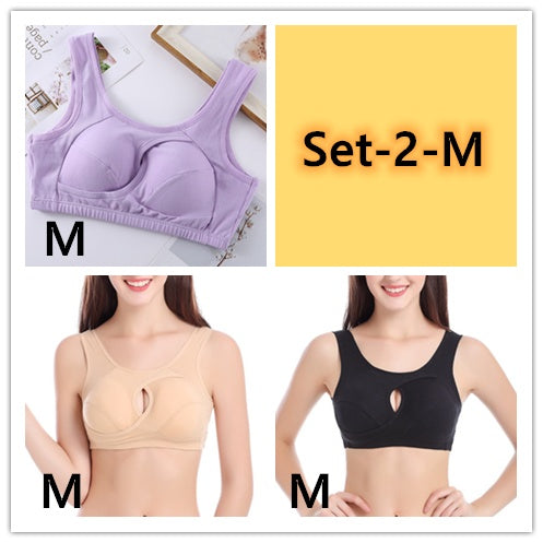 Women's Plus Size Wireless Cotton Comfort Bra Removable Padding