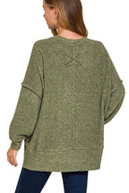 Sarah Express Women's Brushed Hacci Sweater | Oversized Melange | Polyester Blend | S/M-L/XL