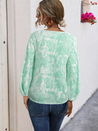 Sarah Express Women's V-Neck Long Sleeve Tie-Front Blouse