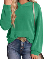 Sarah Express Women's Ribbed Oversized Hoodie Sweatshirt with Pocket