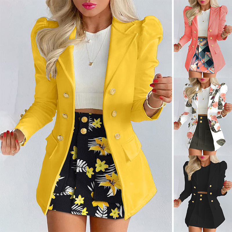 Women's Two-Piece Blazer Skirt Suit Set