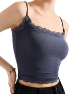 Sarah Express Women's Lace Trim Cami Top - Elegant Sleeveless Tank