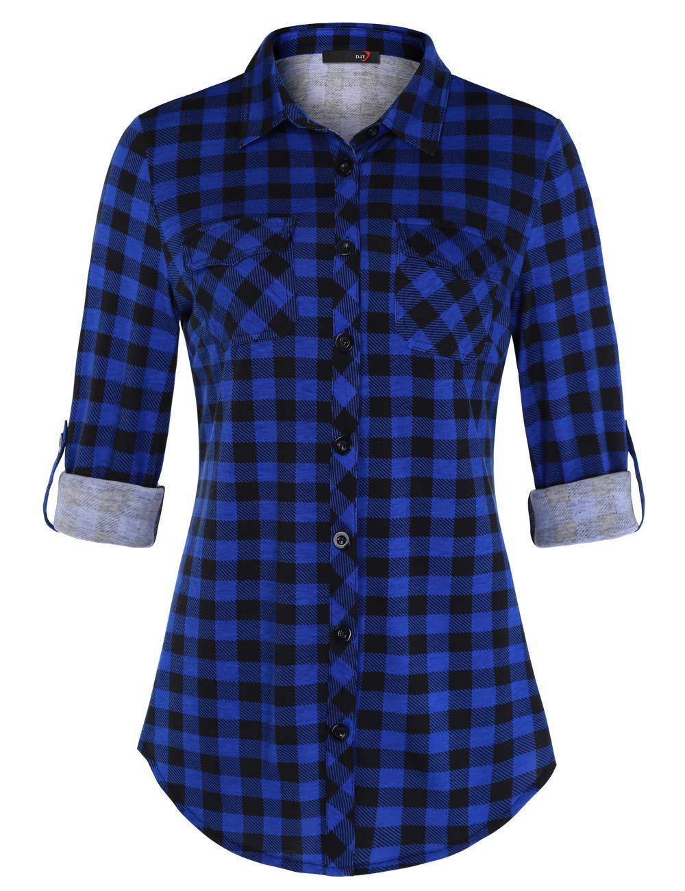 Women's Plaid Button Front Shirt Long Sleeve Casual Cardigan