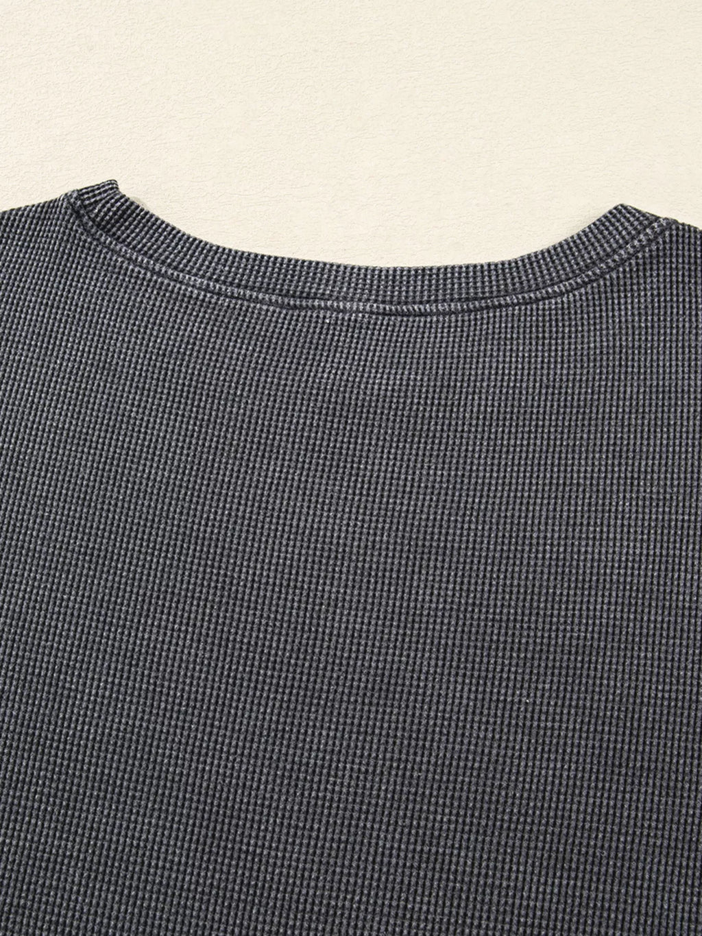 Sarah Express Women's Waffle Knit Patchwork Long Sleeve Oversized Sweatshirt