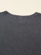 Sarah Express Women's Waffle Knit Patchwork Long Sleeve Oversized Sweatshirt