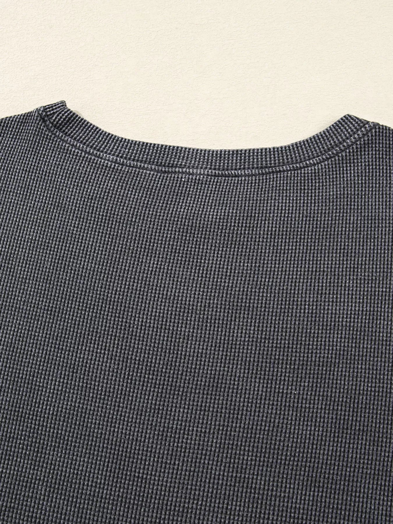 Sarah Express Women's Waffle Knit Patchwork Long Sleeve Oversized Sweatshirt