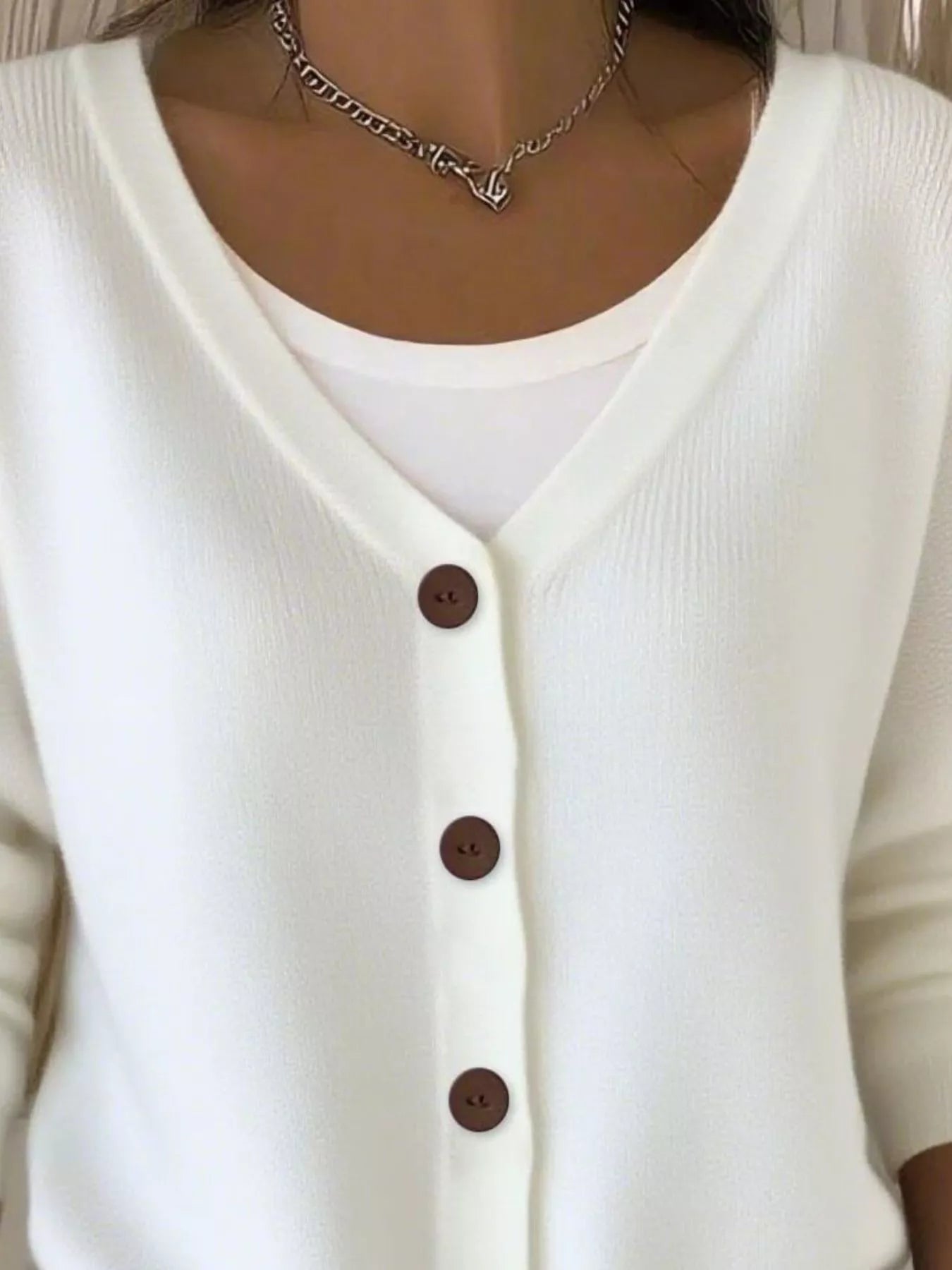 Sarah Express Women's V-Neck Button-Down Knit Cardigan Plus Size