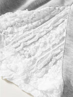 Sarah Express Women's Lace Patchwork Drop Shoulder Top and Drawstring Skort 2pcs Outfit