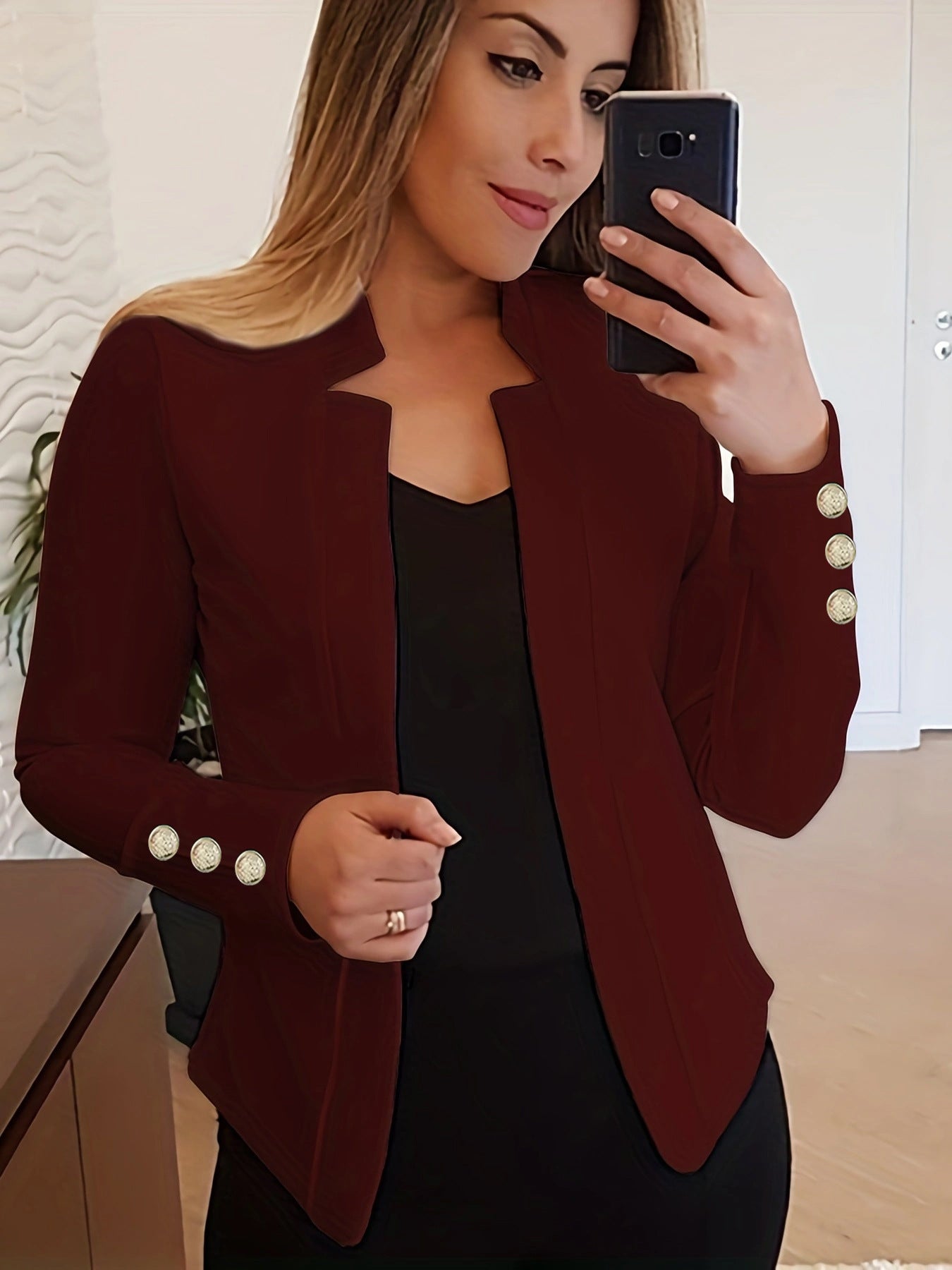 Women's Professional Blazer Casual Suit Collar Long Sleeve Jacket