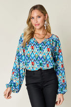 Sarah Express Women's Printed Balloon Sleeve Blouse