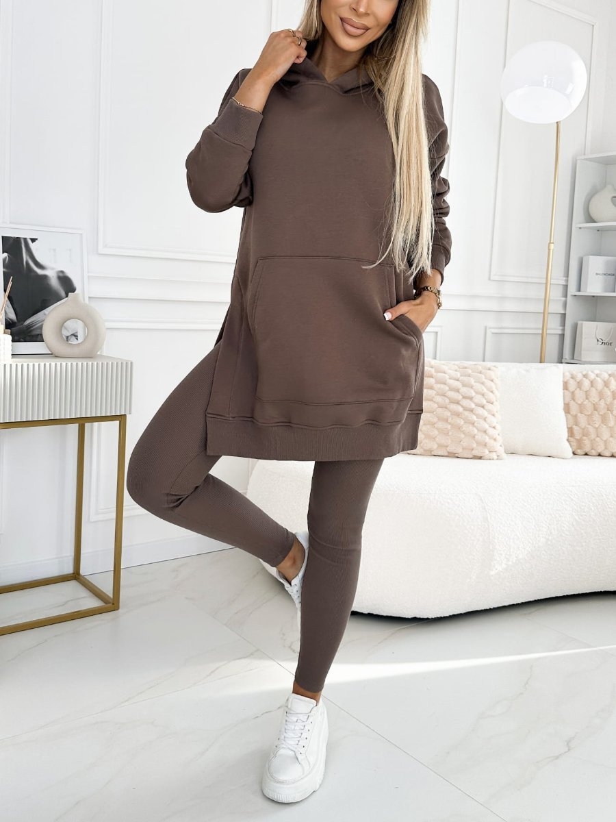 Women's Hooded Sweatshirt and Thickened Leggings Two-Piece Athleisure Set