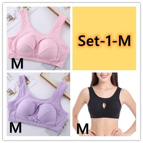 Women's Plus Size Wireless Cotton Comfort Bra Removable Padding