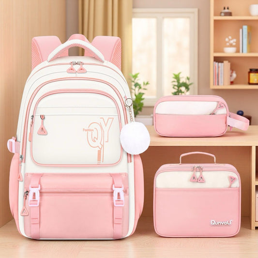 Sarah Express Girls 3-Piece School Backpack Set with Pencil Case & Lunch Bag | Cute Kids Bookbag | Oxford Cloth | Waterproof