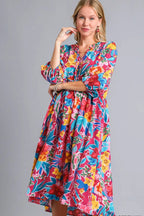 Sarah Express Women’s Plus Size Textured Notched Balloon Sleeve Blouse
