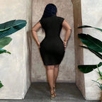 Women's V-Neck High Waist Ruffle Hip Dress