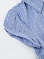 Sarah Express Women's Striped Button-Down Collared Shirt