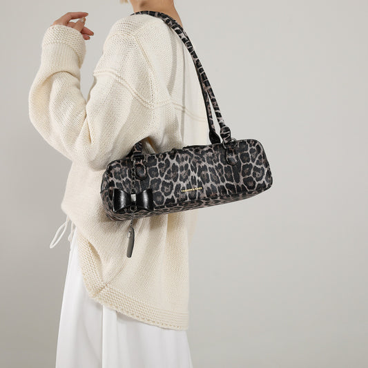 Sarah Express Leopard Print Tote Bag – Retro European Style Handbag | Black, Brown & Yellow