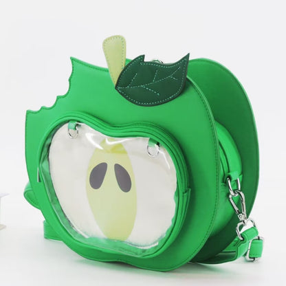 Sarah Express Apple-Themed PU Crossbody Bag for Women – Cute Mini Shoulder Bag for School & Daily Commute | Red & Green
