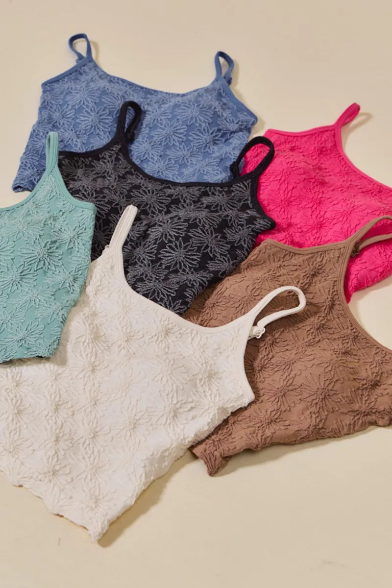 Sarah Express Women’s Two Tone Floral Seamless Tank Top with Lace