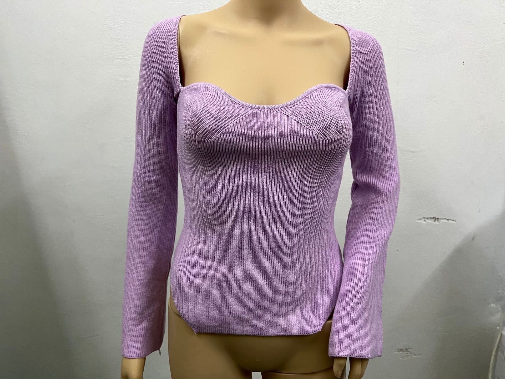 Women's Off-Shoulder Pullover Sweater - Long Sleeve Knit Top