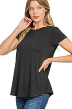 Women’s Flowy Rayon Short Sleeve T-Shirt with Round Hem