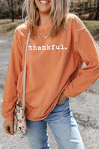 Sarah Express Women's THANKFUL Round Neck Long Sleeve Sweatshirt