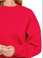 Sarah Express Women's Fleece Crewneck Sweatshirt | Oversized Long Sleeve | Cotton Blend | S-L