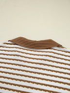 Sarah Express Women's Stripe Collared Top and Drawstring Pant Set