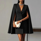 Women's Double Breasted Shawl Cape Suit Dress
