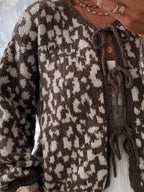 Sarah Express Women's Leopard Tie Front Cardigan