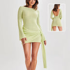 Women's Y2K Long Sleeve Backless Mini Dress