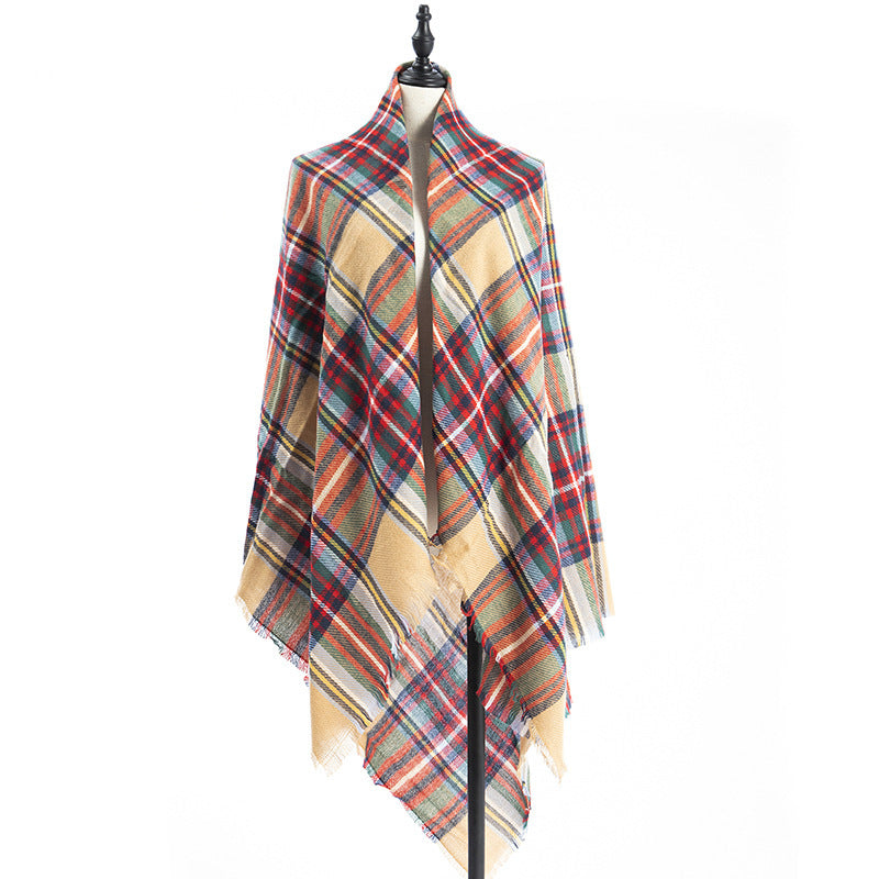 Women's Oversized Square Scarf Cashmere-like Double-Sided Shawl 140cm Woven Fall Winter Accessory
