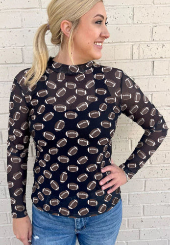 Women's Rugby Mesh Sheer Long Sleeve Top