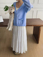 Sarah Express Women's V-Neck Button-Down Cardigan with Pockets