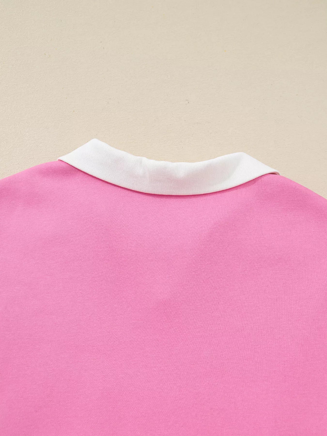 Sarah Express Women's Plus Size Contrast Polo Collar Floral Patchwork Long Sleeve Top