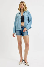 Washed Dropped Shoulder Denim Jacket