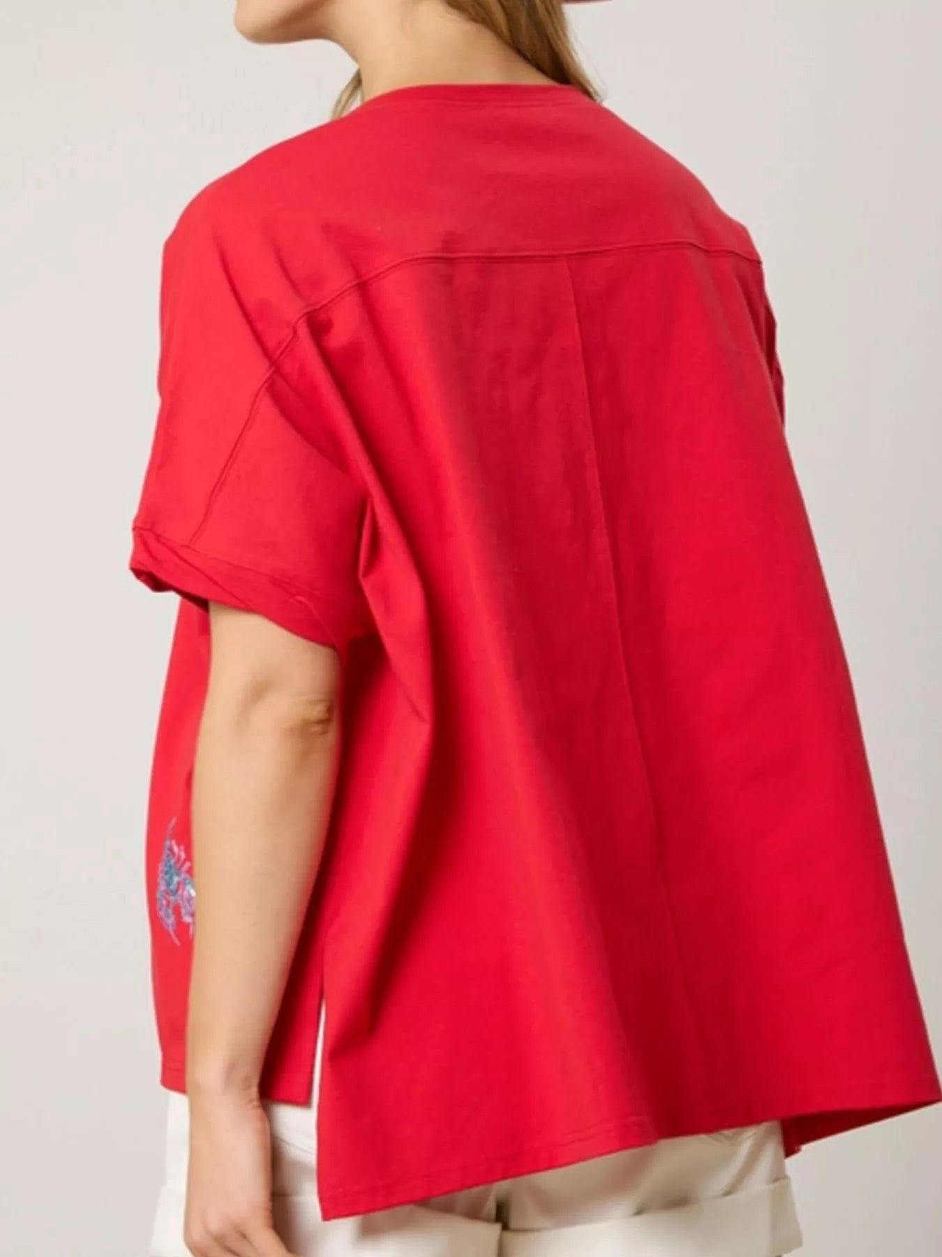 Sarah Express Women's Sequin Lobster Round Neck T-Shirt