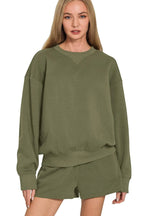 Fleece Long Sleeve Sweatshirts & Shorts Set