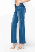 Sarah Express Women’s Plus Size High Rise Straight Jeans with Cat's Whiskers Fade