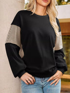 Sarah Express Women's Striped Round Neck Long Sleeve Sweatshirt