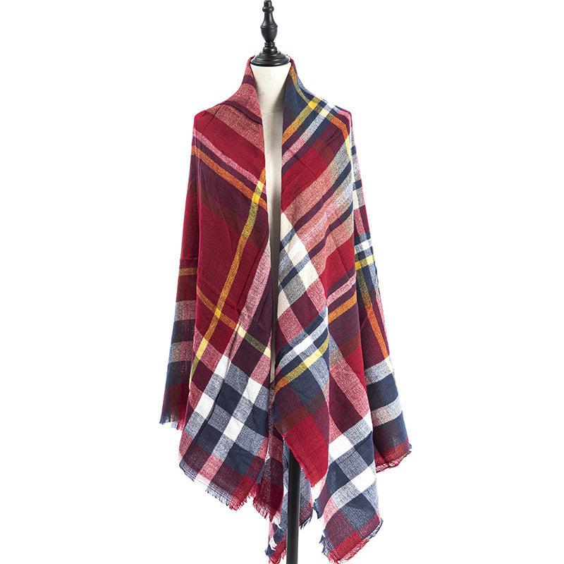 Women's Oversized Square Scarf Cashmere-like Double-Sided Shawl 140cm Woven Fall Winter Accessory