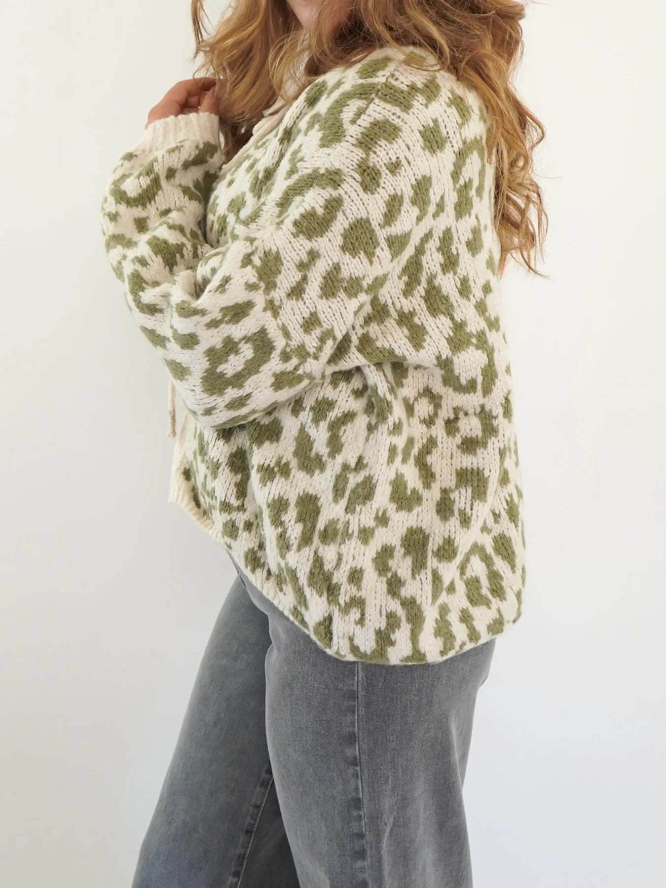 Sarah Express Women's Leopard Tie Front Cardigan