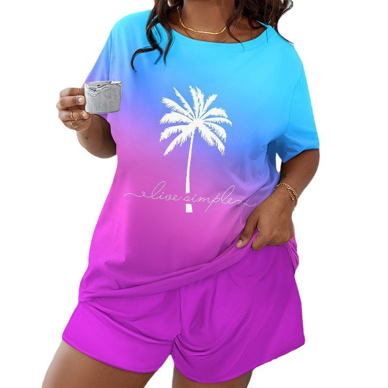 Women's Pajama Set Short Sleeve Top Leopard Print Shorts 2-Piece