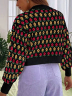 Sarah Express Women's Floral Button Up Long Sleeve Cardigan