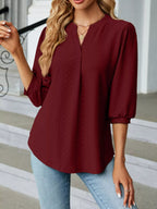 Sarah Express Women's Notched 3/4 Sleeve Casual Top