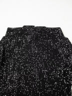 Sarah Express Women's Sequin Mock Neck Bell Sleeve Top - Backless Drape Design