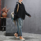 Women's Artsy Side Striped Patchwork Jeans High Waist Casual Denim